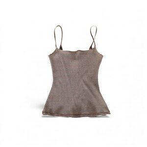 Reformation Chocolate and Ivory Striped Top S